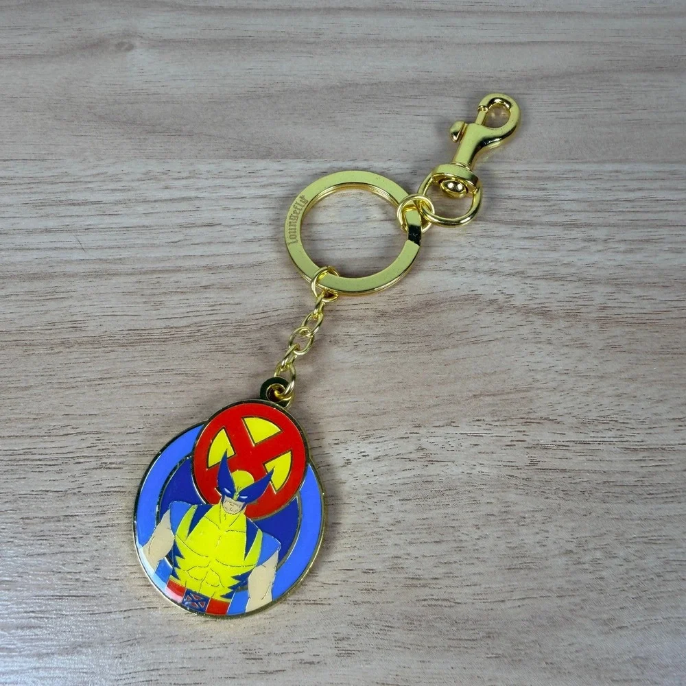 Loungefly Marvel Studios X-Men Wolverine Keychain Gold 97 Enamel Key Ring Clip